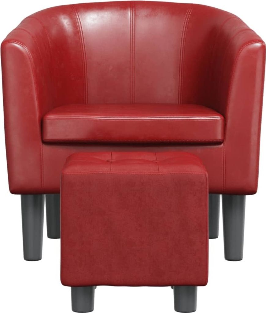 "2026 Aktion"Einzelsessel moderne - CLORIS - Relaxsessel - Clubsessel, mit Fußhocker Weinrot Kunstleder - 70 x 56 x 68 cm - NeuMöbel9801634