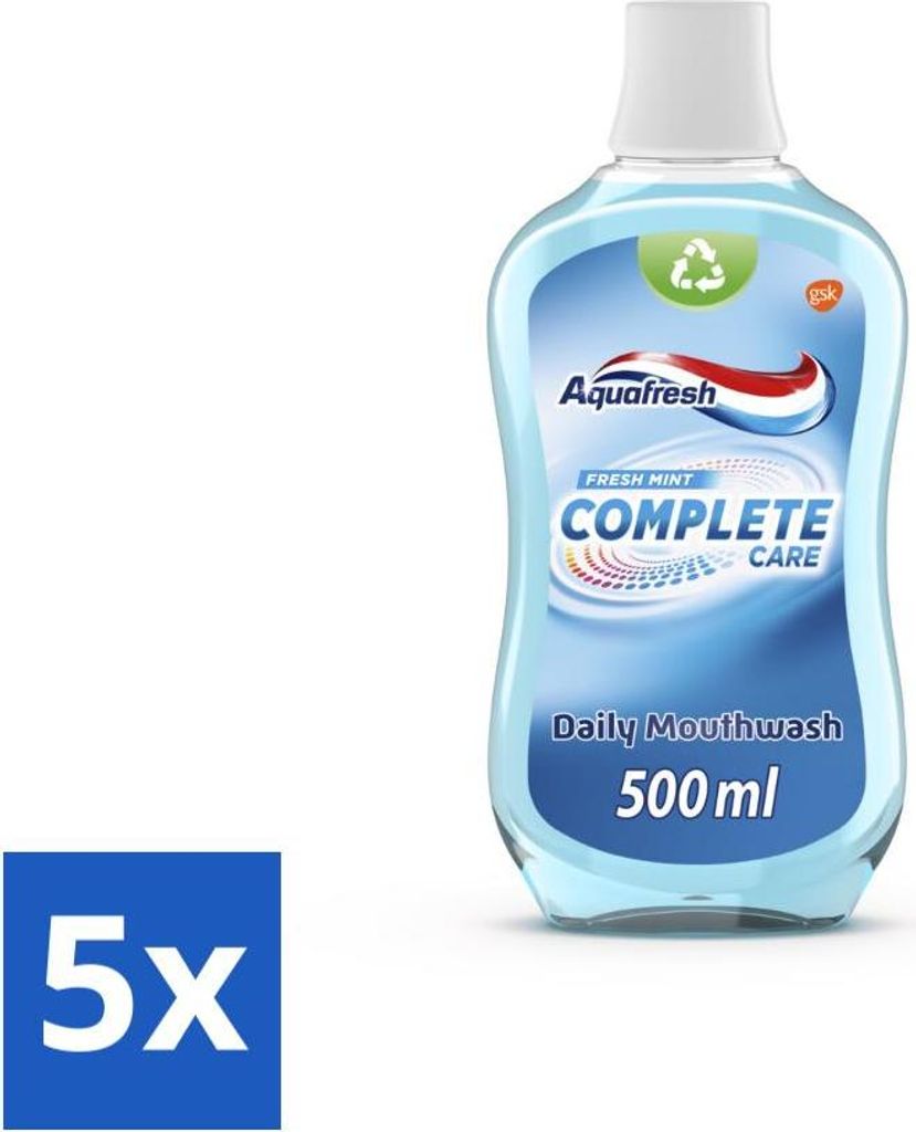 Aquafresh Complete Care Mundwasser - Frische Minze - 500 ml - Vorteilspack - 5 Stücke
