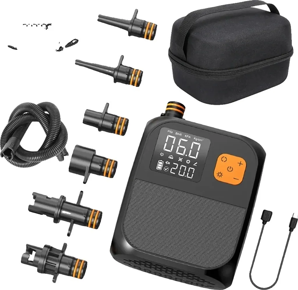 Gonfleur électrique sans fil pour paddle et canoë haute pression noir