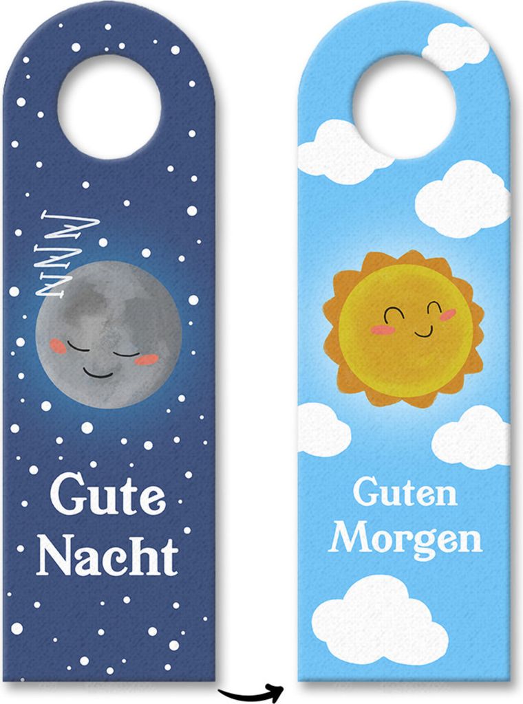 Gute Nacht - guten Morgen Mond und Sonne Türhänger 10er Set Produktbild 