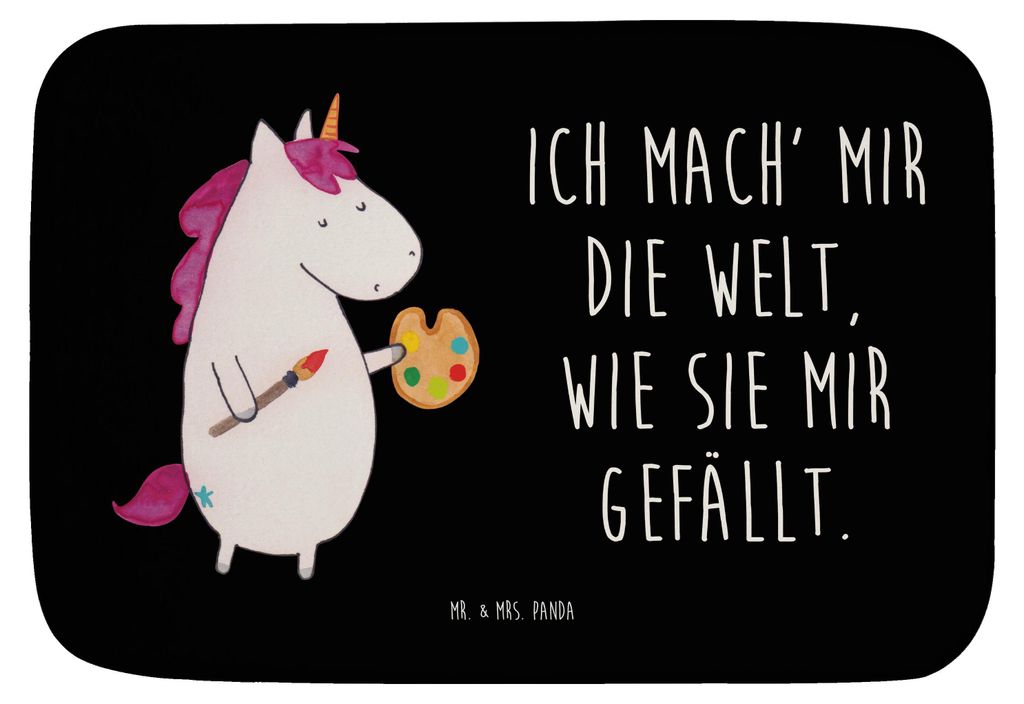 Mr. & Mrs. Panda Badezimmerteppich Einhorn Künstler - Schwarz - Geschenk, Stift, Welt, Badematte, Unicorn, badezimmermatte, Englisch, Farbe, Badez...