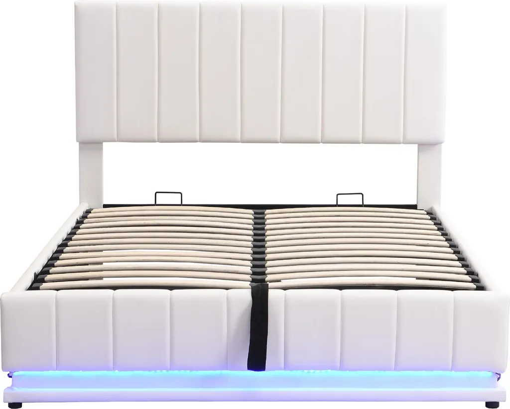 Lit 140x200 cm avec coffre de stockage : fini le manque de place, Beige