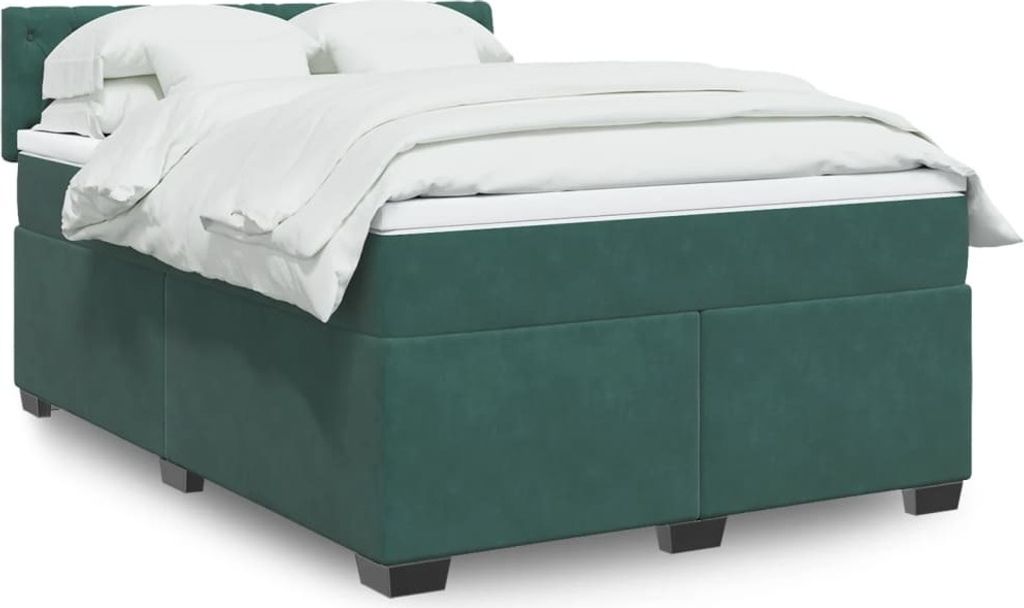 (NEU 2026) Boxspringbett mit Matratze, Doppelbett moderne, Dunkelgrün 140x190 cm - Samt - Klassische Betten - 84.58 kg
