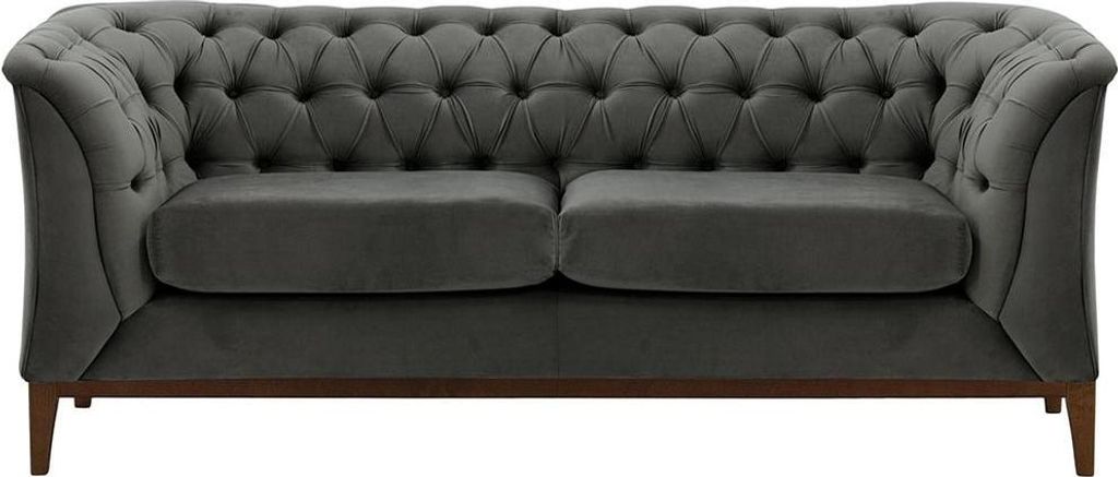 Zweisitzer-Sofa Chesterfield Modern Wood aus medizinischem Schaumstoff-Velluto 19-dark oak