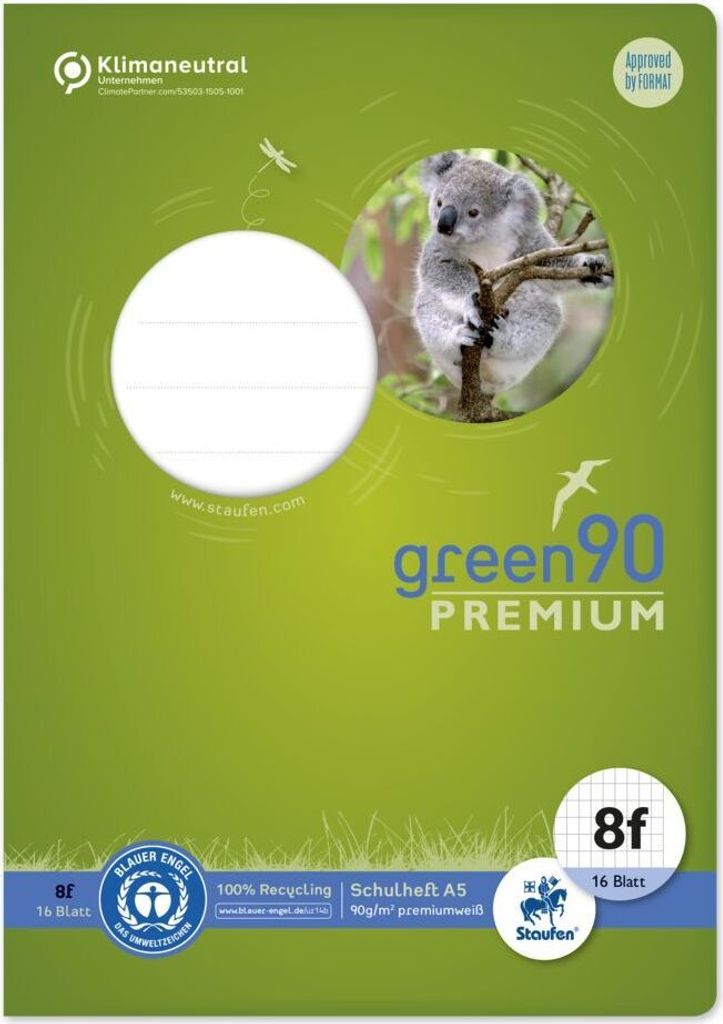 Ursus Green 040780008 Heft - LIN8f, A5, 16 Blatt, 90 g/qm, Obrázok produktu 