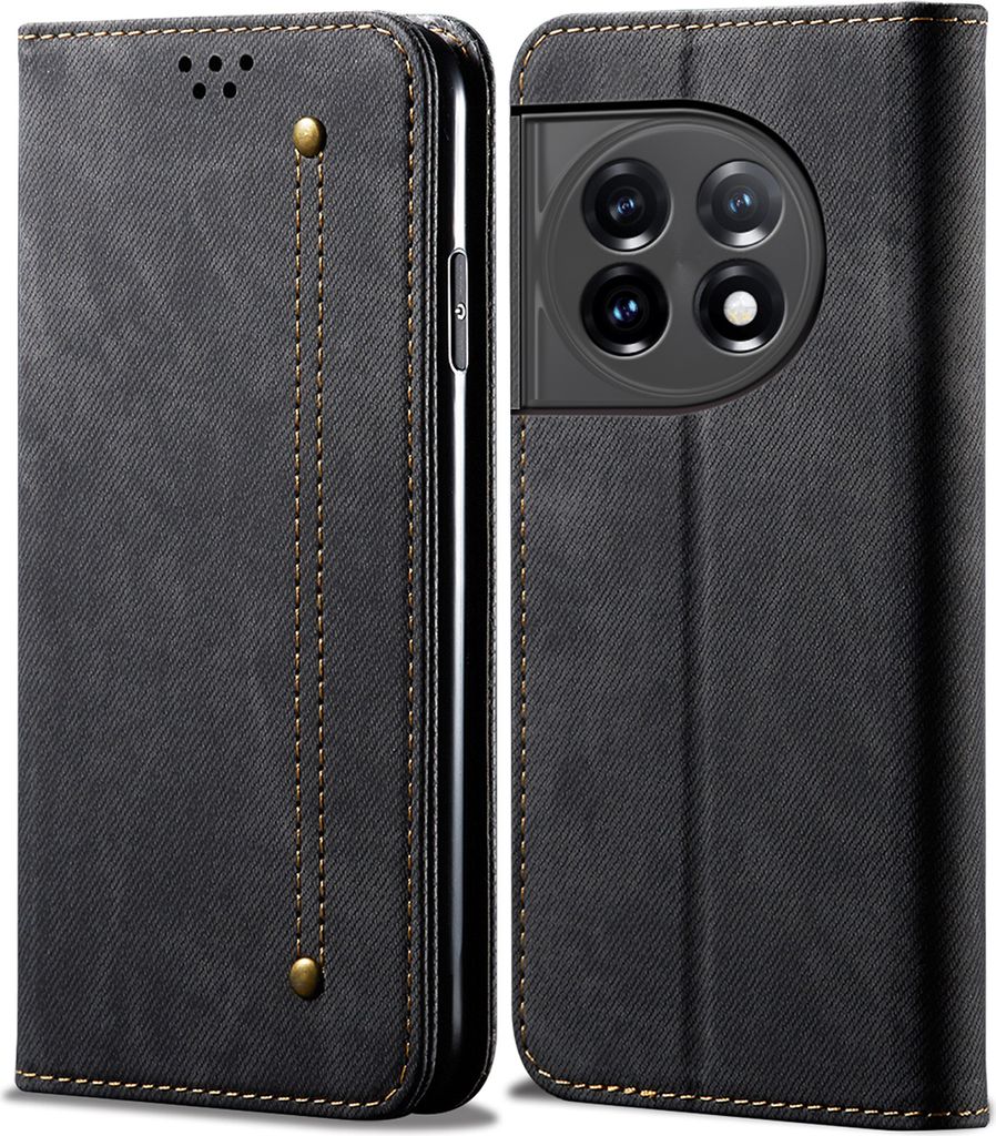 OnePlus 11 Hülle, Leder Brieftasche Flip Bookstyle Schutzhülle mit Standfunktion für OnePlus 11 Schwarz