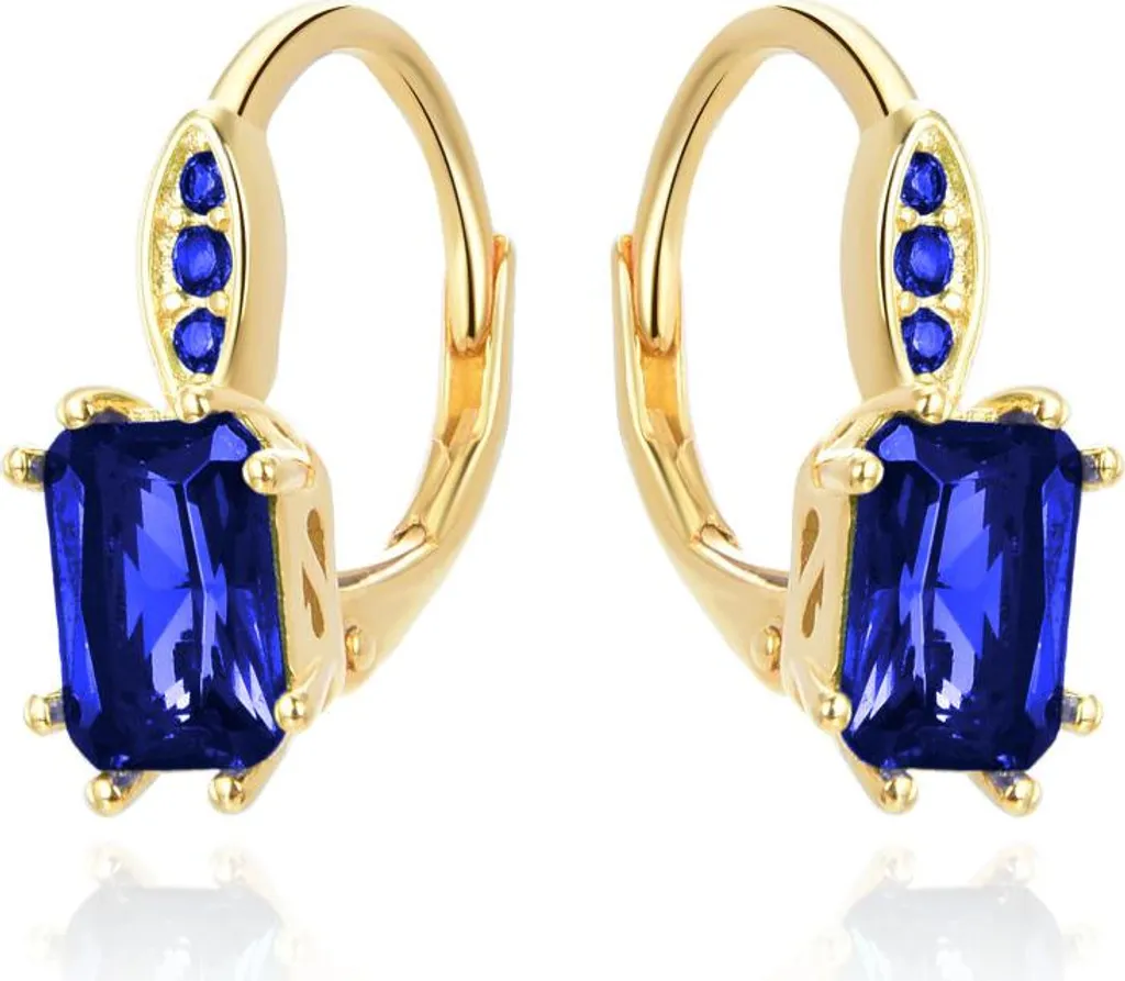 Boucles d'oreilles argent cristal bleu AGUC3350DB-GOLD haut de gamme