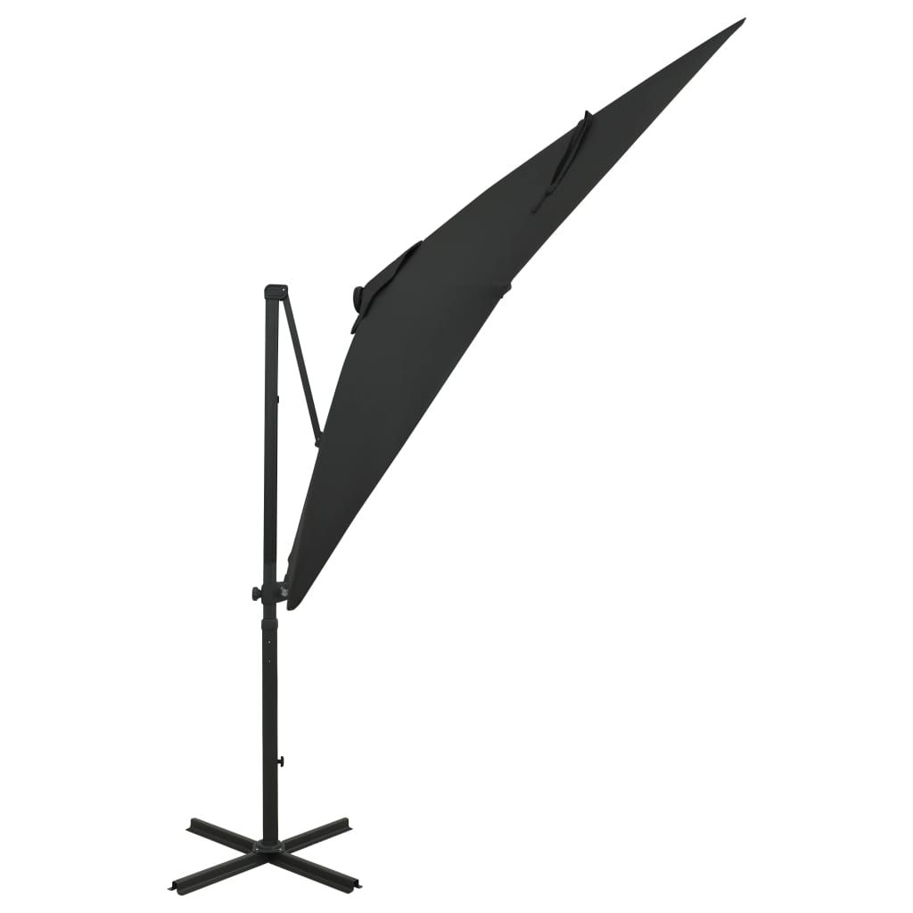VidaXL Ampelschirm Mit LED-Beleuchtung – 400x300 Cm, Sandfarbe, Aluminium-Mast, Kurbelsystem & Neigbar