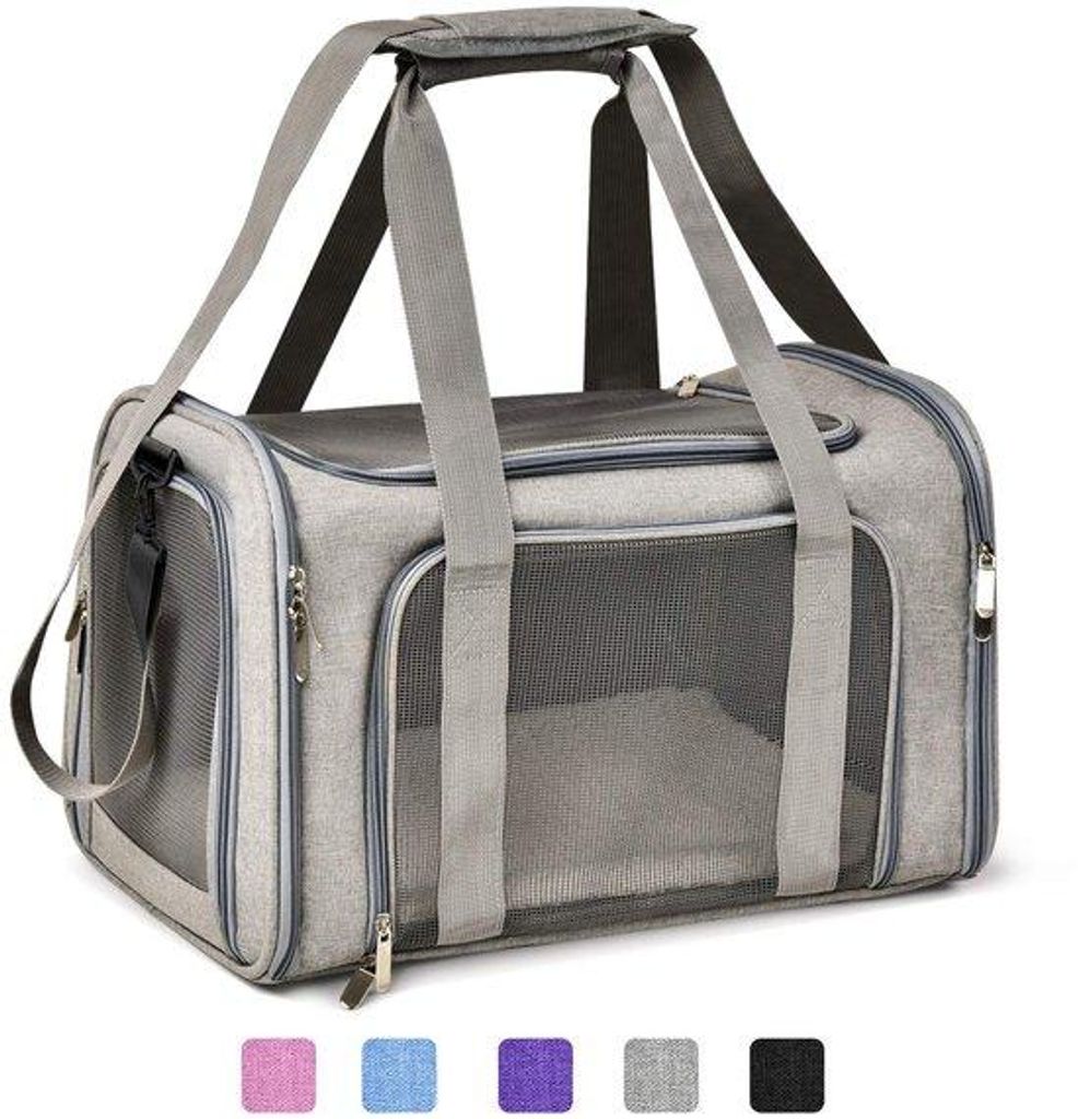 Hundetransportbox für kleine bis mittelgroße Hunde (bis 6,8 kg), Luftfahrte Transportbox mit weichen Seiten, faltenbar und wasserdicht
