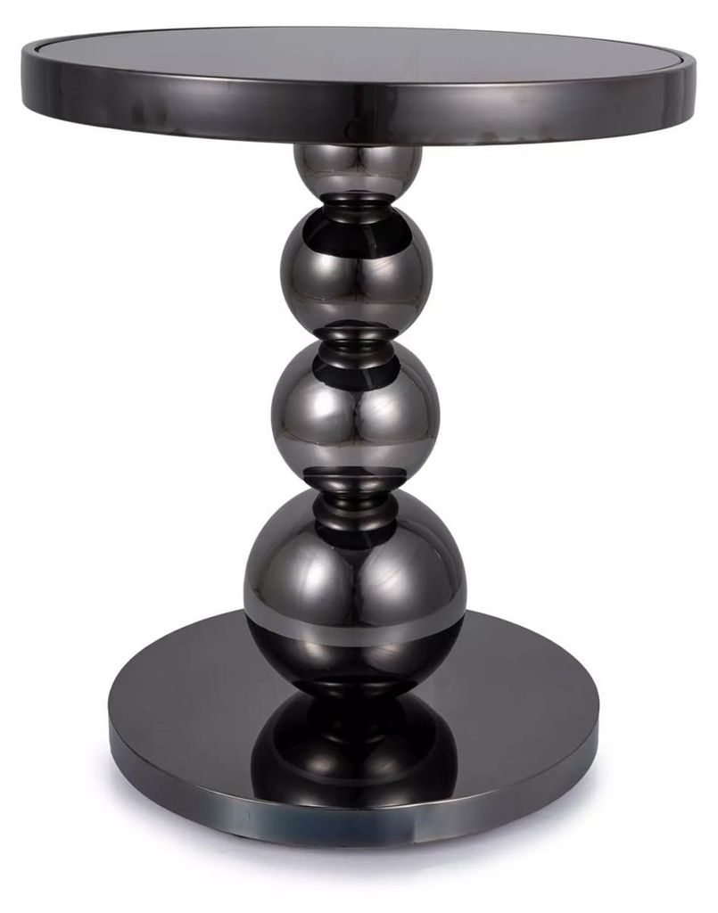 Couchtisch Rima Wohnzimmertisch 50x50x56cm Schwarzglas schwarz Hochglanz