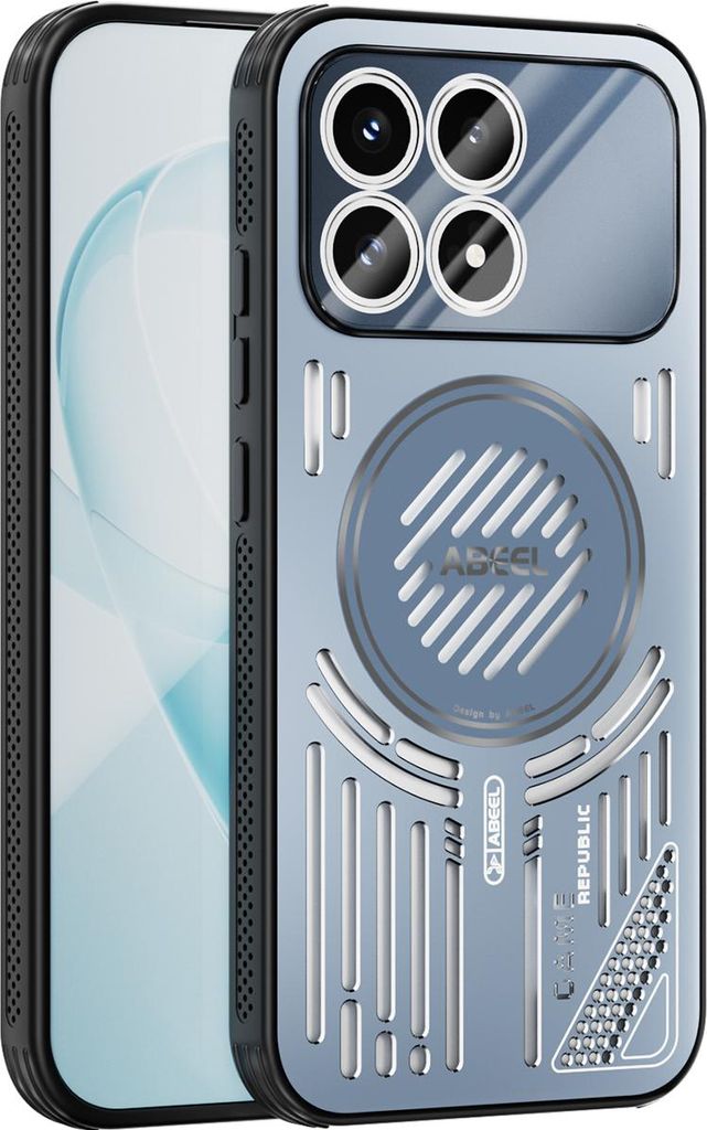 Magnetische Hülle für Xiaomi Poco F8 Pro/Redmi K90 mit Linsenabdeckung, Aluminium Stoßfestes Schutzhülle mit Wärmeableitung Blau
