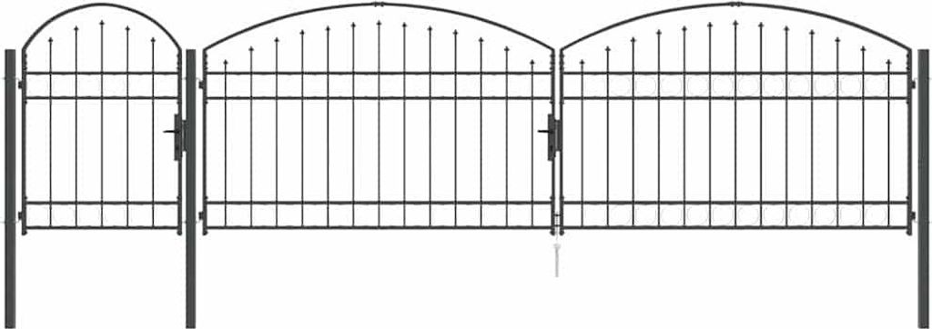 vidaXL Gartentor mit gewölbtem Oberteil Grau 500 x 75 cm Stahl