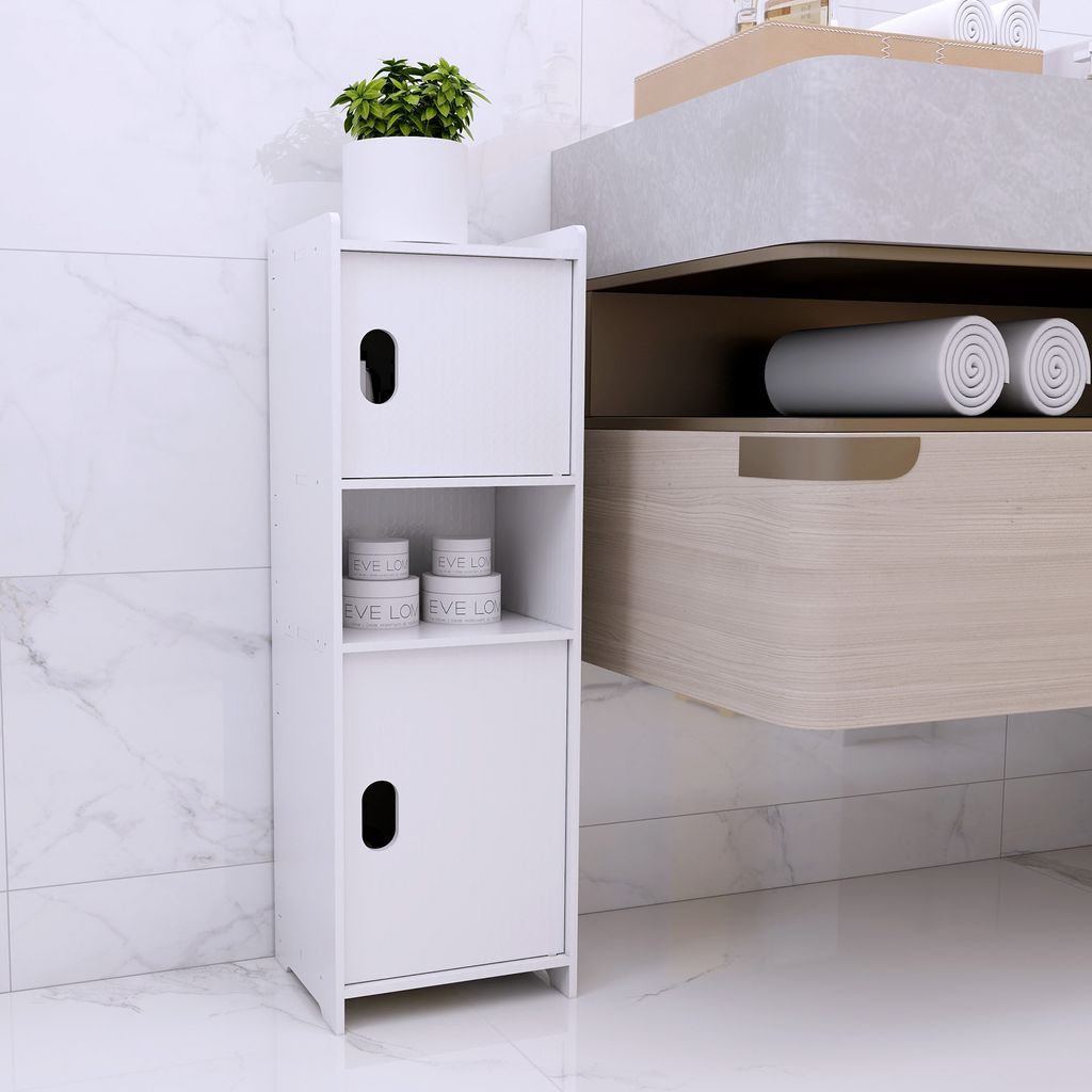 Badezimmerschrank mit 2 Tür offenes Fach 24x20x71cm Weiß