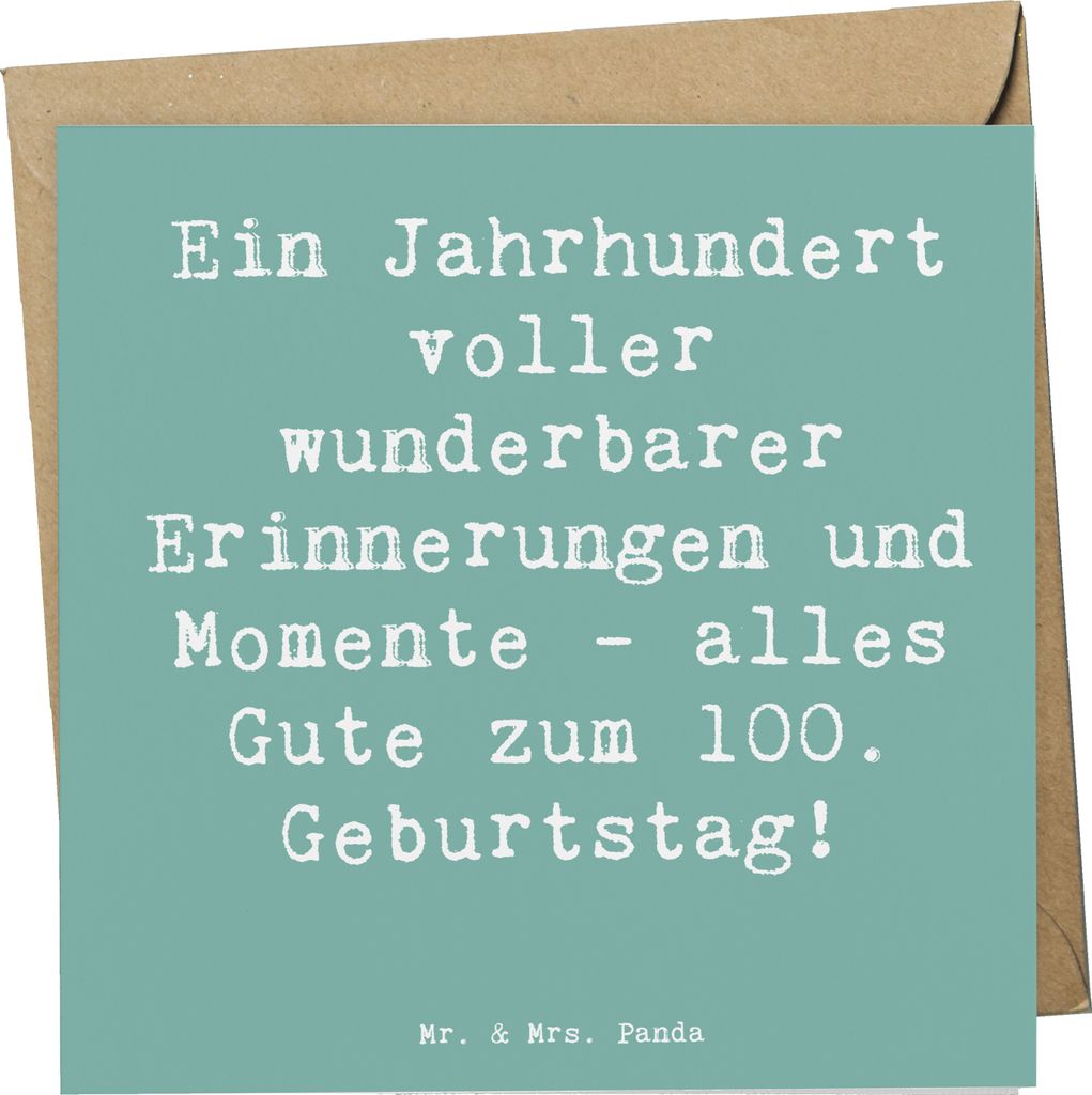 Mr. & Mrs. Panda Deluxe Karte Spruch 100. Geburtstag Erinnerungen - Meeresbrise - Geschenk, Glückwunschkarte, Happy Birthday, doppelkarte, unverge...