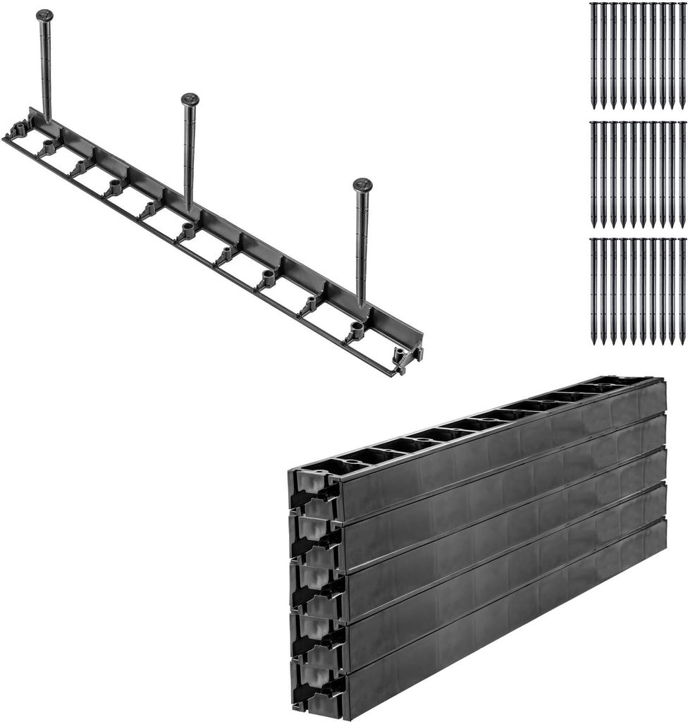 KADAX Rasenkante mit 30 Nägel "Raberg", Beeteinfassung aus Kunststoff mit Click-System, Schwarz, 45 mm, 10 Stück