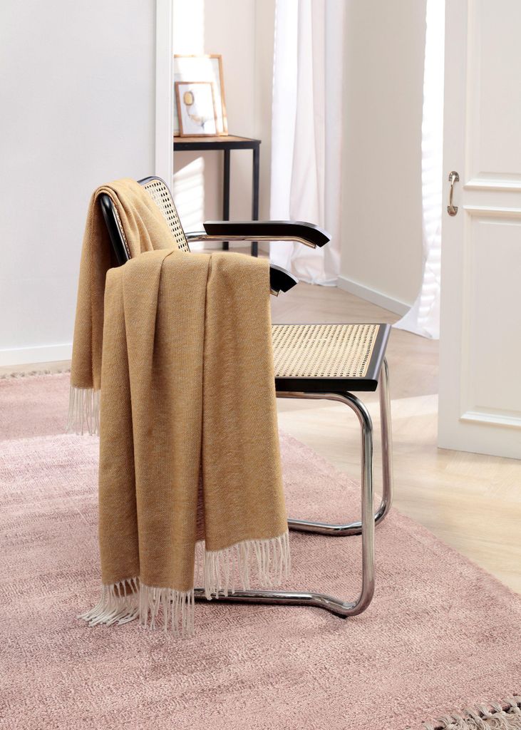 Biederlack Plaid Farbe Camel Größe 130x170 cm