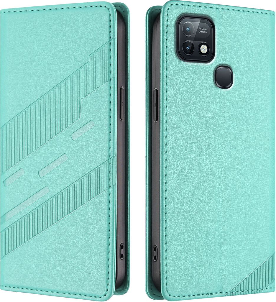 Hülle für Infinix Hot 10i, Kunstleder Brieftaschen Handyhülle mit Kartenfach und Standfunktion Türkis