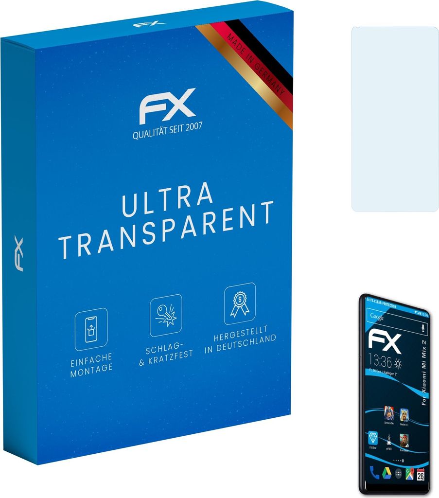 atFoliX FX-Clear 3x Schutzfolie kompatibel mit Xiaomi Mi Mix 2 Displayschutzfolie