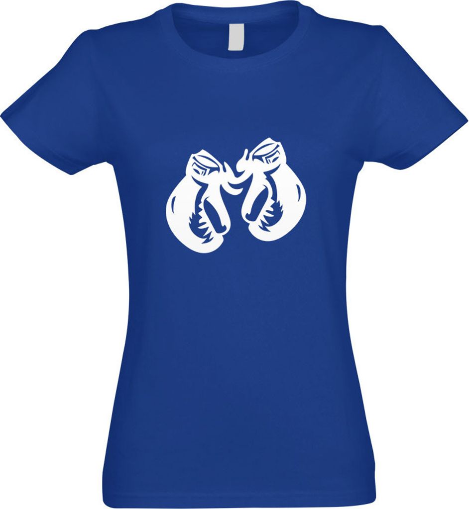 Kiwistar - T-Shirt tailliert - Damen - royal - Boxhandschuhe - mit Motiv Bedruckt - Funshirt Design - Sport - Freizeit - Damen - XL