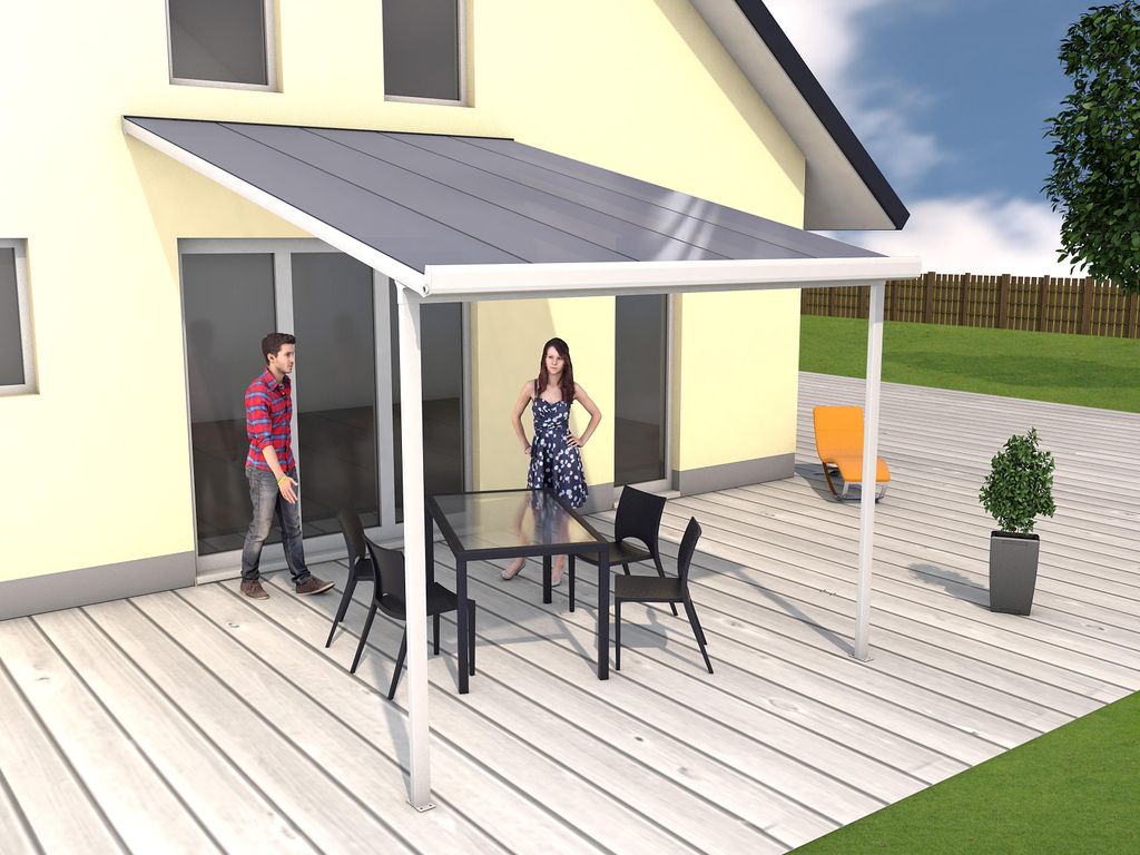 Terrassenüberdachung gutta Bausatz Doppelstegplatten transparent 306 x 406 cm weiß