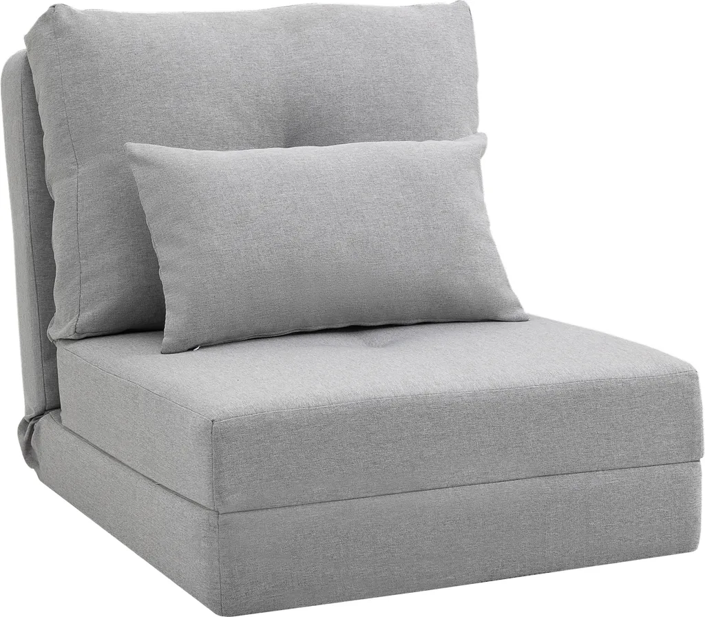 Fauteuil Relax Inclinable 120 kg avec Dossier Ajustable en Tissu Gris Lin
