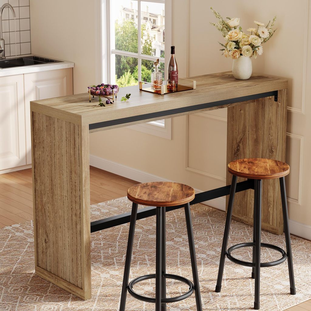 Tribesigns Bartisch, 140 cm Stehtisch mit Metallfußstütze, Produktbild 
