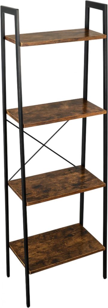 BEGRYF Standregal Metall Schwarz Dunkelbraun 138x56x34 cm, Regal mit 4 Ablagen, Wohnregal Industrial Stil