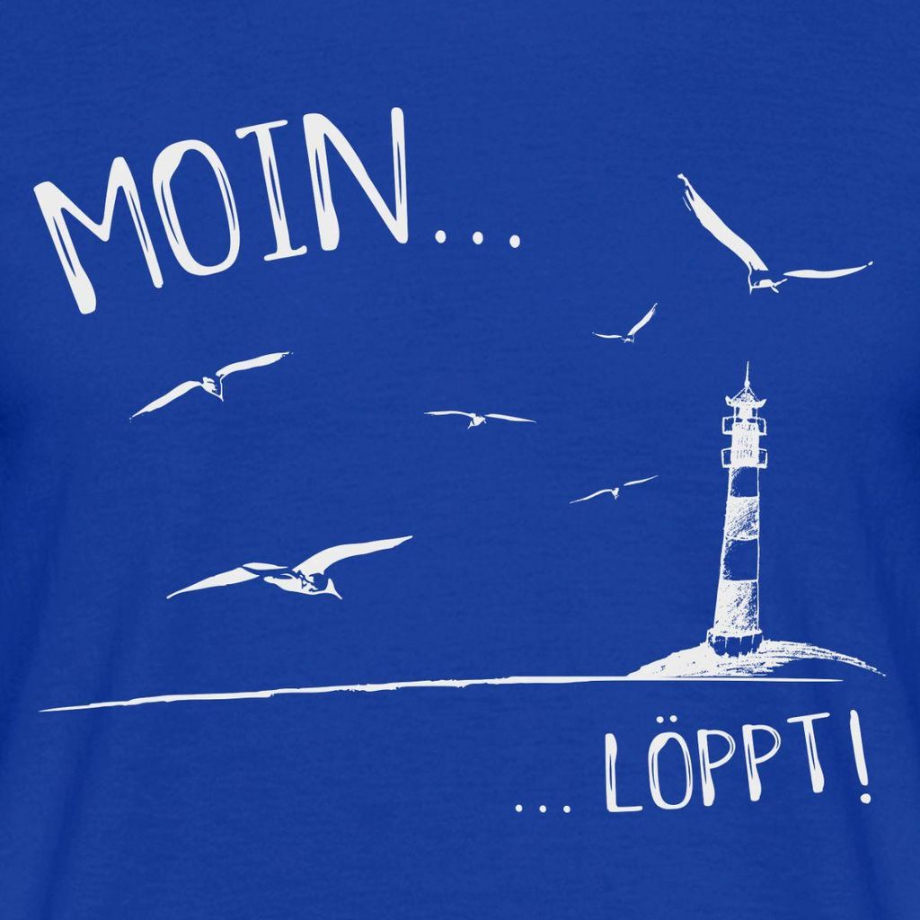 Spreadshirt Moin...Löppt Leuchtturm Küste Norddeutsch Männer T-Shirt, 3XL, Dunkelblau