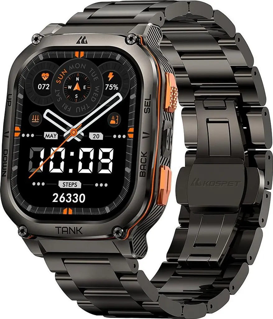 KOSPET TANK M3 Ultra noir montre militaire AMOLED avec GPS intégré