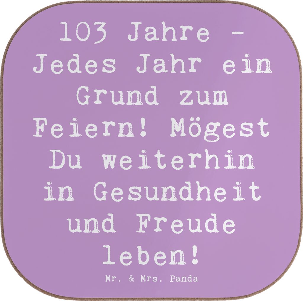 Mr. & Mrs. Panda Holzuntersetzer Spruch 103. Geburtstag - Lavendeltraum - Geschenk, liebevolle Geschenke, Weisheit, Jubiläum feiern, Dankbarkeit, ...