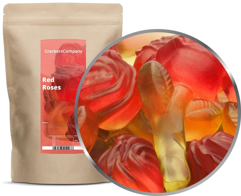 CrackersCompany Rosen-Fruchtgummi (Red Roses), ZIP-Beutel Produktbild 