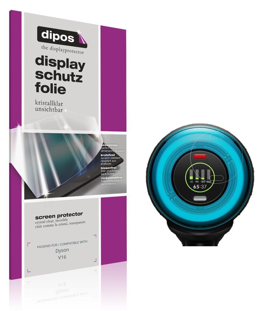 2x Schutzfolie für Dyson V16 klar Displayschutzfolie Folie Display Schutz dipos