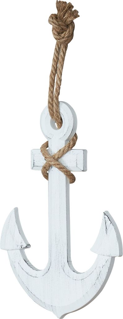 Anker H47cm inkl. Tau Weiß Holz Shabby Chic Vintage Produktbild 