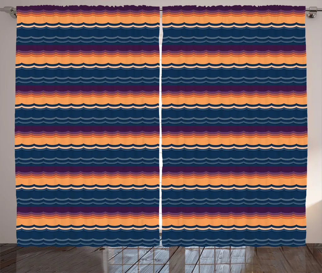 Rideau Géométrique Abstrait 280x225 cm avec Crochets pour Intérieur