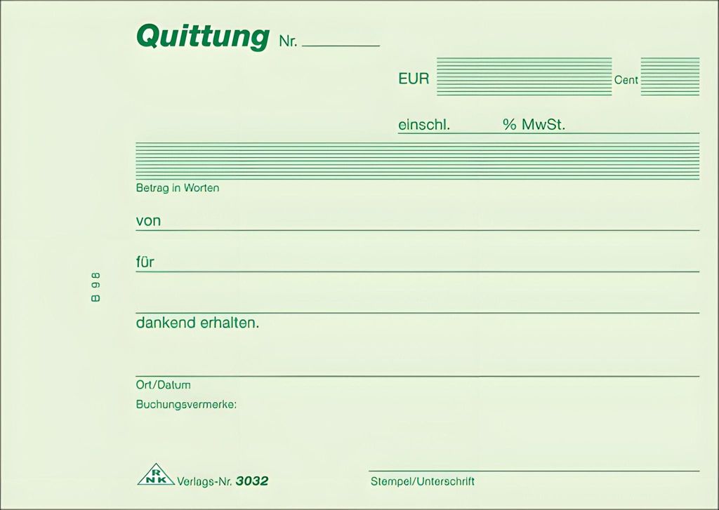 RNK Verlag 3032 Quittung - A6 paysage, MP, SD, 2 x 40 Image du produit 