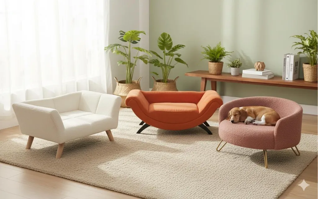 Canapé pour petit chien et chat Disco - Couchage surélevé gris perle