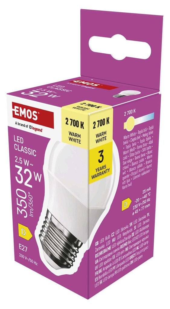 LED žárovka Classic Mini Globe / E27 / 2,5 W (32 W) / 350 lm / teplá bílá