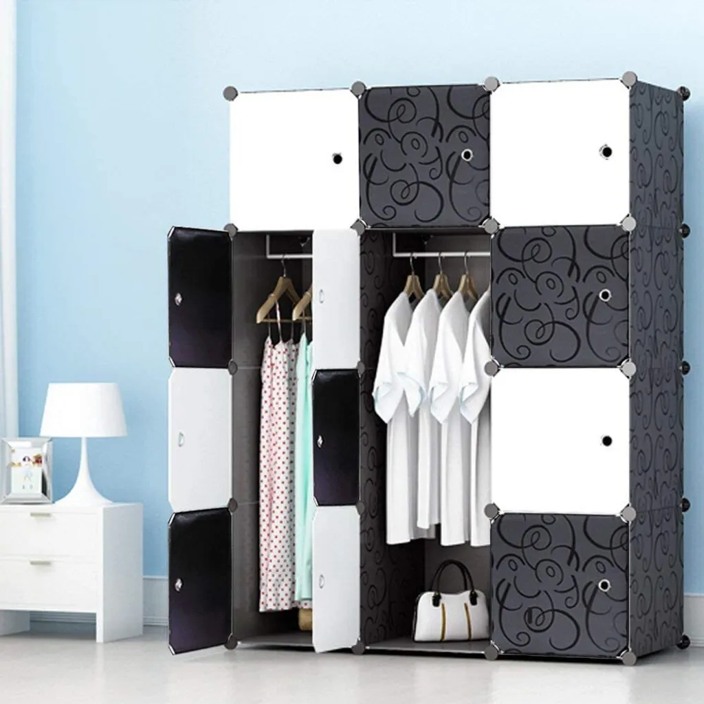 Penderie modulable DIY 4 étages meuble de rangement profond blanc