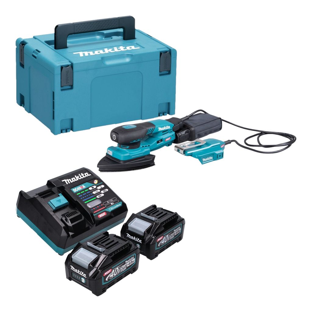 Makita BO 006 CGM201 Akku Deltaschleifer 40 V max. 100 x 150 mm 3,0 mm Hub Brushless + 2x Akku 4,0 Ah + Ladegerät + Makpac