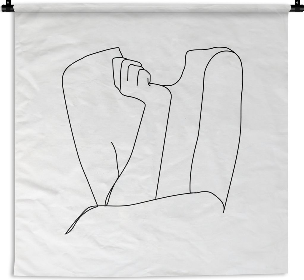 MuchoWow Wandteppich Wandbehang Frau - Modell - Strichzeichnung 60x60 cm Tapisserie Dekoration Wandtuch - Dekorationen - Wand Decke