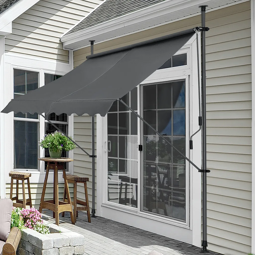 Tenda Parasole Design 400cm Grigio - Eleganza Senza Forature Muro