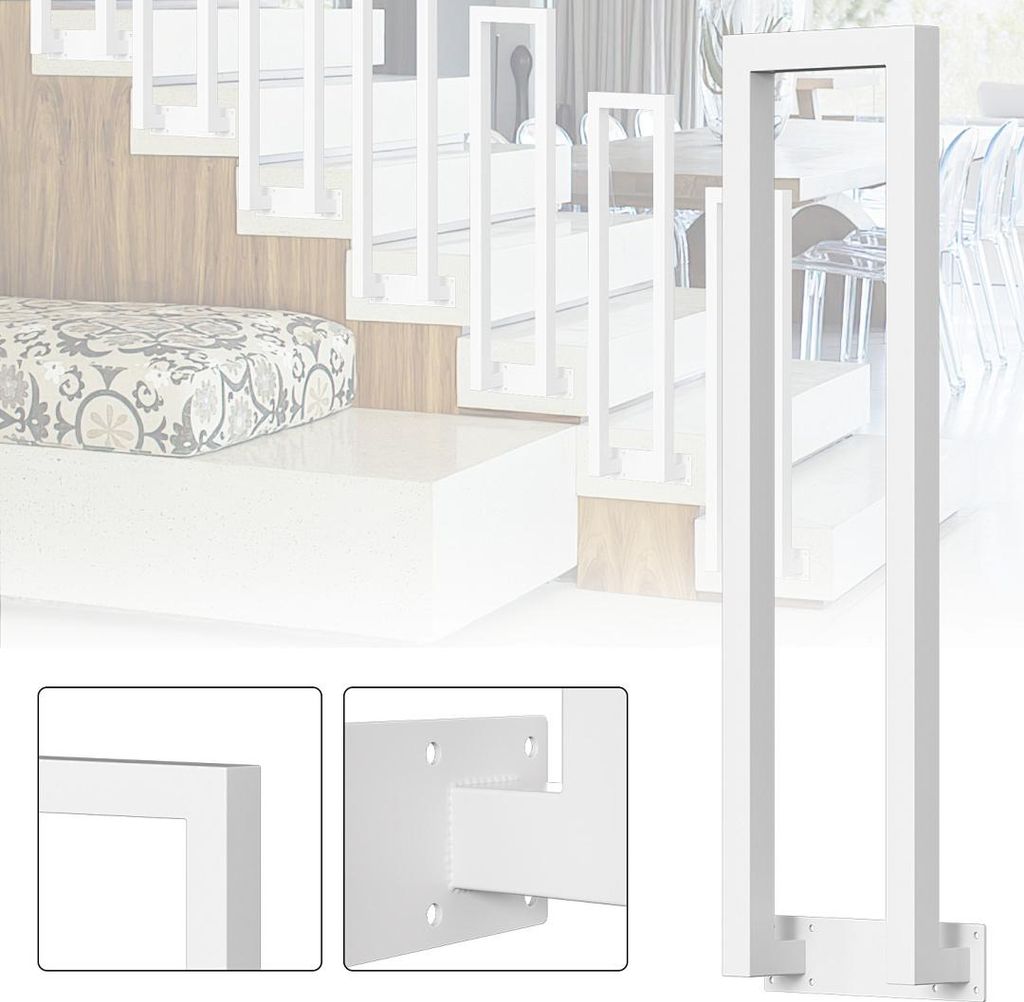 Ikodm 95 cm, ringhiera per scale a U, bianca, con corrimano Immagine del prodotto 