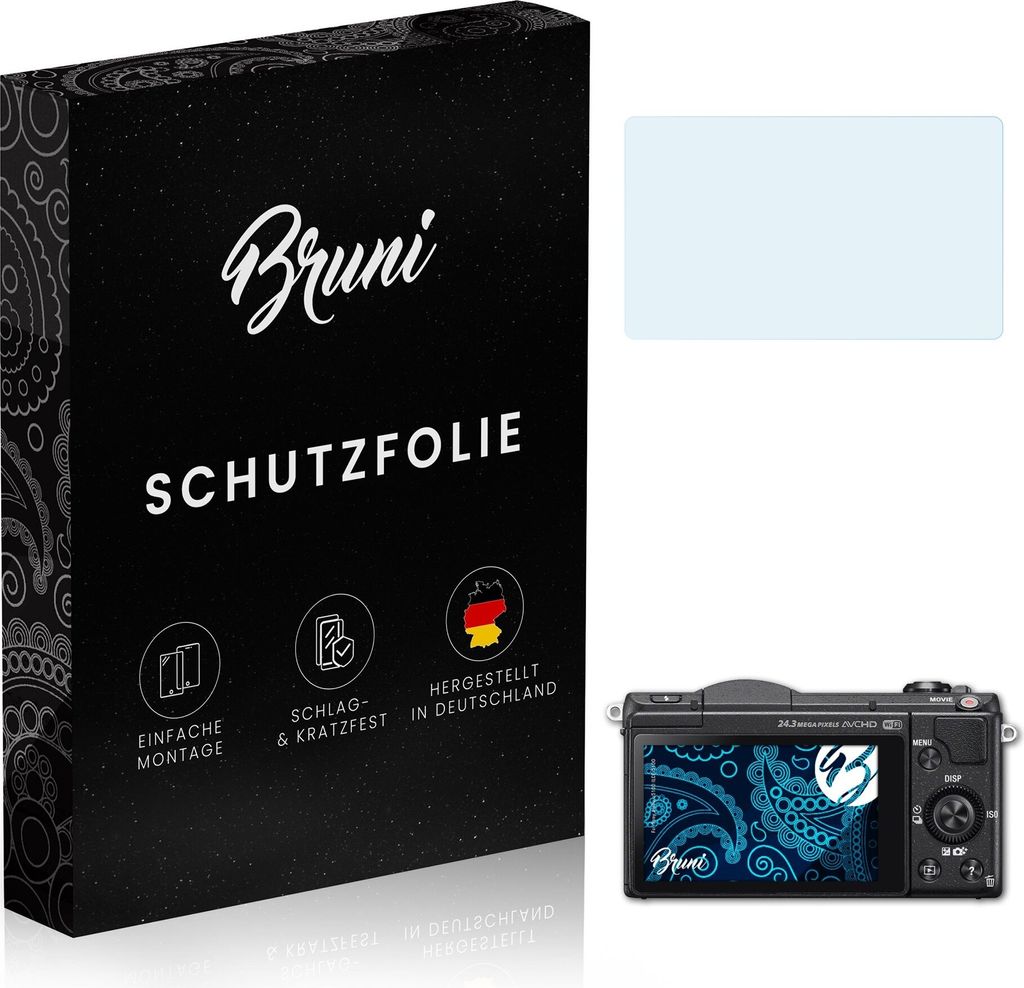 Bruni Basics-Clear 2x Schutzfolie kompatibel mit Sony Alpha a5100 (ILCE-5100) Folie