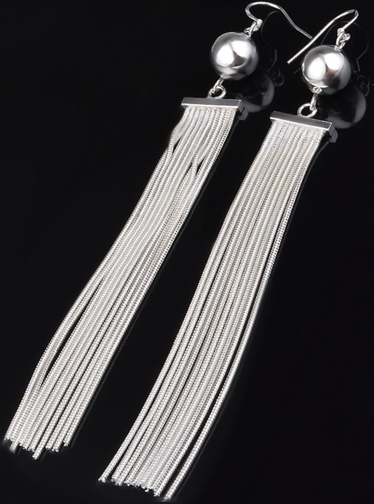 Modische Damen-Ohrringe mit langen Quasten und baumelnden Haken, Statement-Schmuck