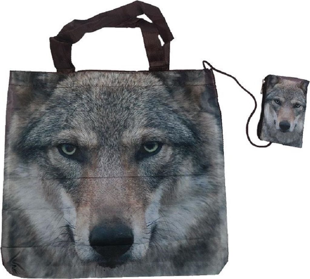 Einkaufstasche Wolf, Waldtier Einkaufstaschen Falttaschen Stofftasche Stofftaschen Tiere Wölfe