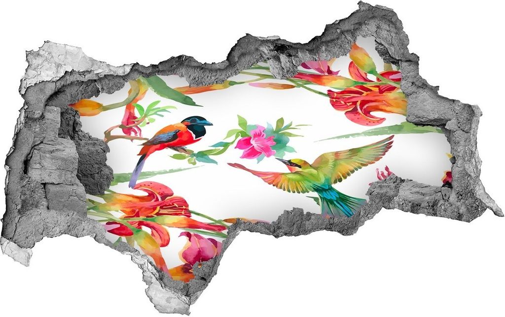 Selbstklebender Loch-3D-Aufkleber 95x73 cm exotische Vögel Produktbild 