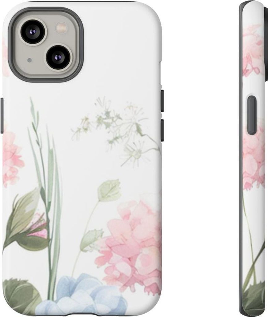 Aquarell-Hortensien in Blau und Rosa – Hülle Kompatibel mit iPhone 14