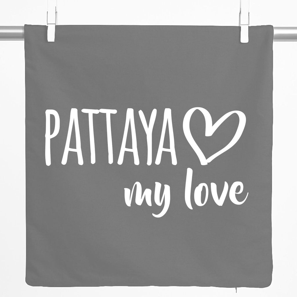 Huuraa Kissenbezug Pattaya my love 40x40cm Steel Grey Baumwolle Dekokissenbezug Geschenkidee