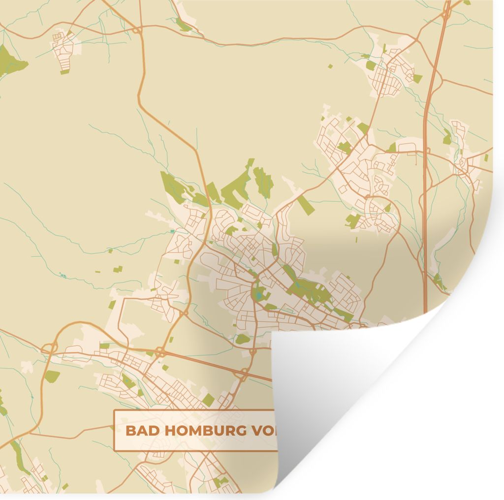 MuchoWow Wandtattoo Wandsticker Wandaufkleber Bad Homburg von der Höhe - Stadtplan - Karte 100x100 cm Selbstklebend und Repositionierbar - Wierd...
