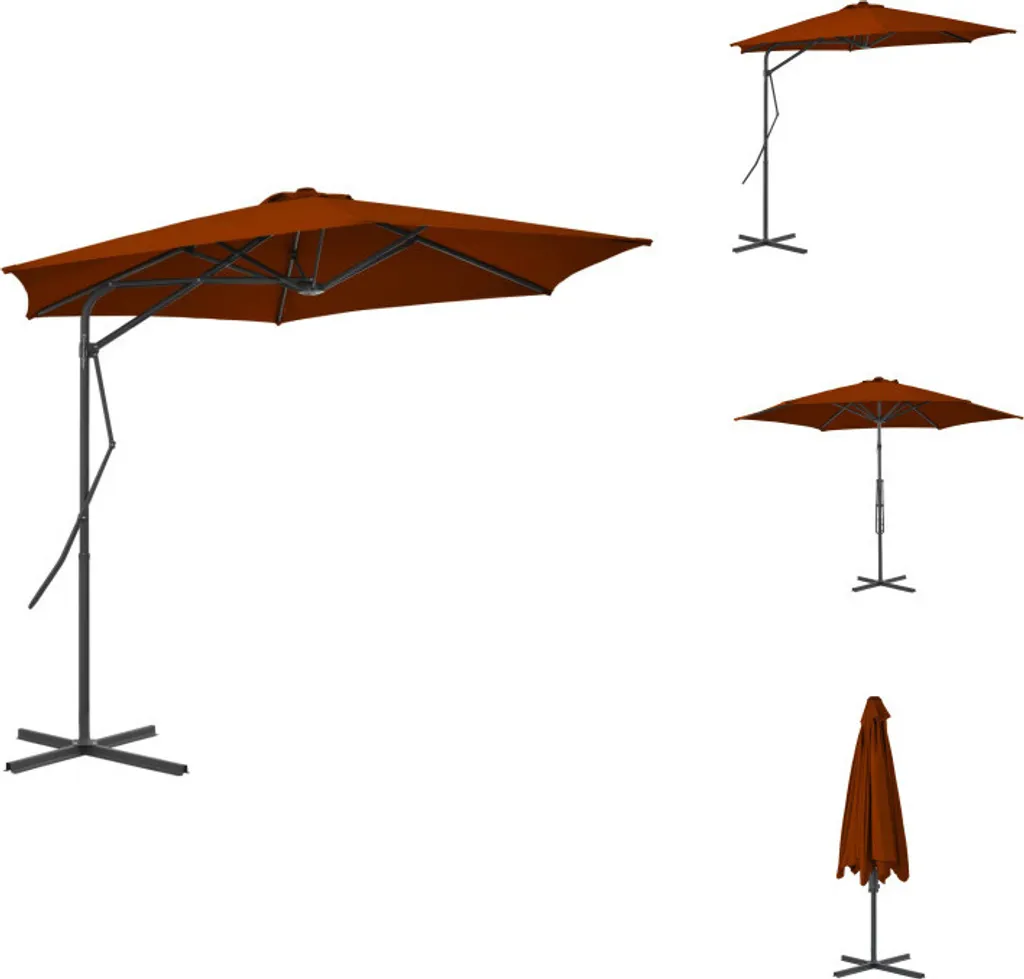 Parasol Terracotta 300x230 cm avec Mât en Acier Résistant vidaXL